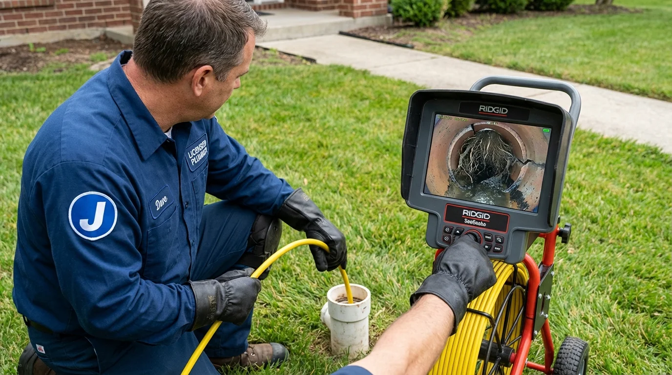 Sewer camera inspection being performed by Johns Plumbing LLC in Curtice