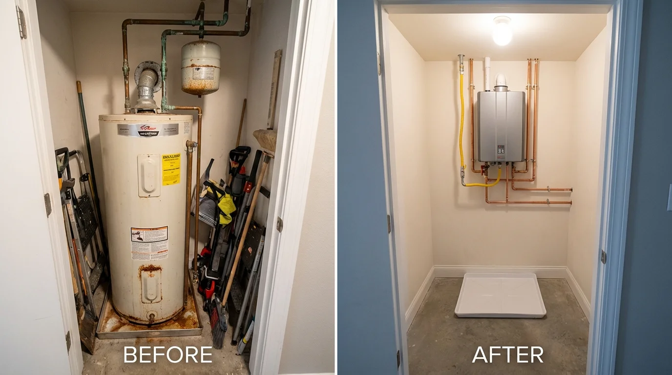 Tank water heater versus wall-mounted tankless unit comparison for Curtice, OH homeowners